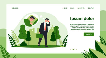 Tired sleepy office man walking to workのイラスト素材