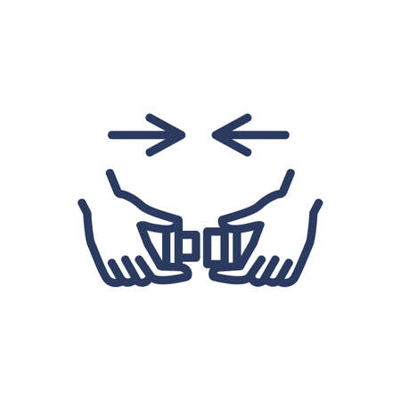 Protective belt thin line icon. Plane, hand, connection isolated outline sign. Work safety and protection concept. Vector illustration symbol element for web design and appsのイラスト素材