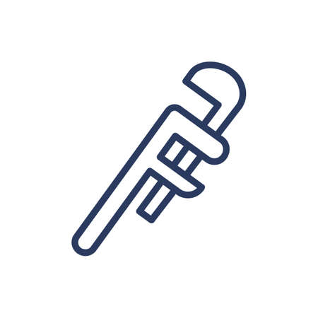 Pipe wrench thin line icon. Service, spanner, tube isolated outline sign. Plumbing and equipment concept. Vector illustration symbol element for web design and appsのイラスト素材