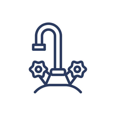 Tap for sink thin line icon. Tube, water, metal isolated outline sign. Plumbing and equipment concept. Vector illustration symbol element for web design and appsのイラスト素材