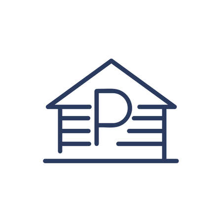 Parking garage thin line iconのイラスト素材