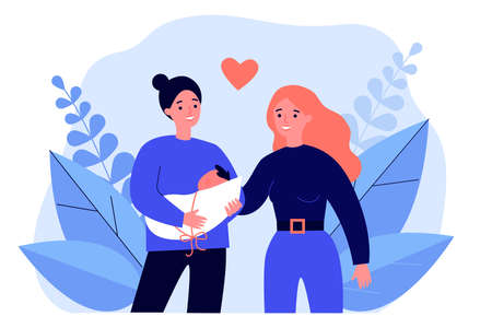 Female gay couple having babyのイラスト素材
