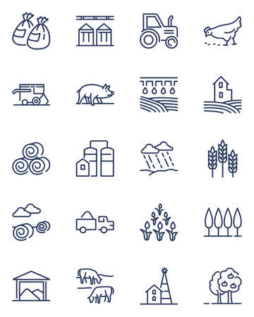 Farming line icons setのイラスト素材