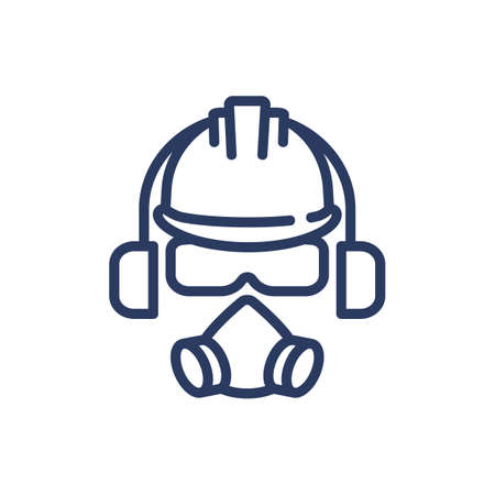 Full head protection thin line iconのイラスト素材