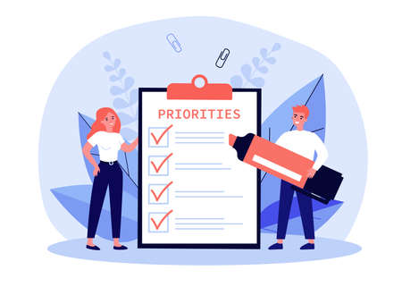 Business people filling out priorities listのイラスト素材