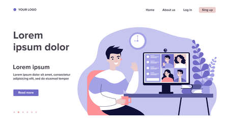 Worker using computerのイラスト素材