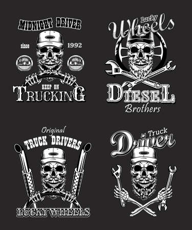Truck driver vintage logos setのイラスト素材