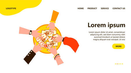 Hands of people taking money from circle shapeのイラスト素材