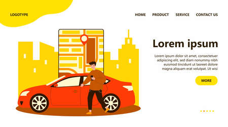 Happy man using car sharing appのイラスト素材