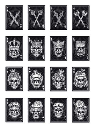 Playing poker cards with skulls setのイラスト素材