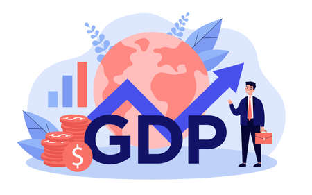 Happy businessman presenting gdp growthのイラスト素材