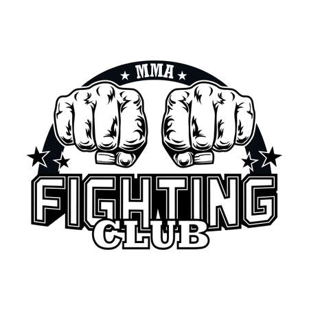 Fight club label with two fistsのイラスト素材