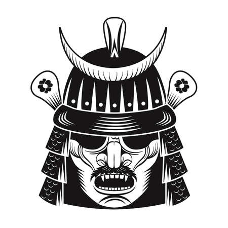 Japanese warrior black mask flat imageのイラスト素材