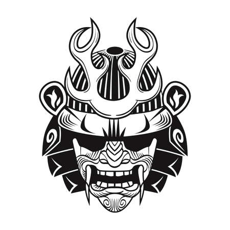 Japanese samurai with black maskのイラスト素材