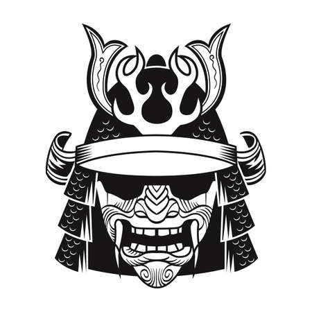 Samurai in black maskのイラスト素材