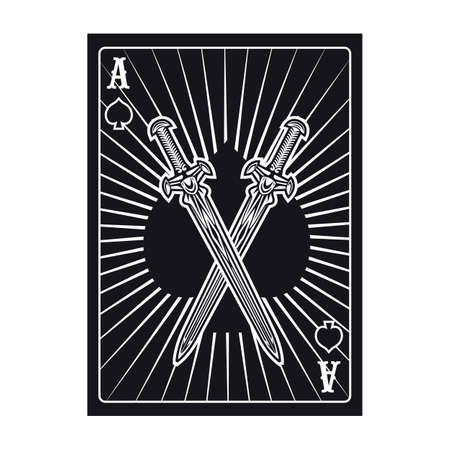 Playing poker card with crossed swordsのイラスト素材