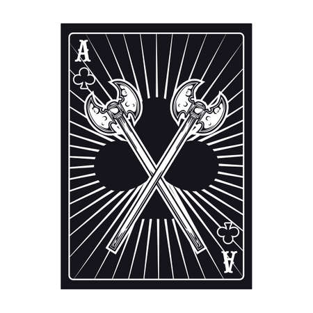 Playing poker card with two crossed axesのイラスト素材