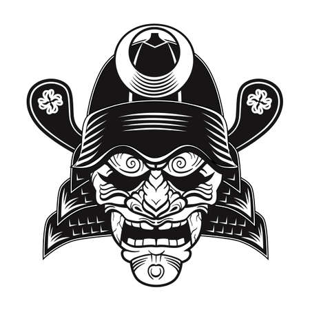 Japanese samurai black mask flat imageのイラスト素材