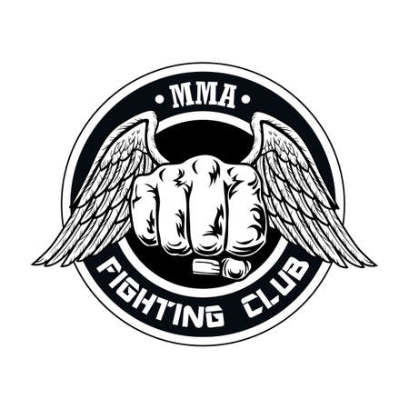 Fight club label with fist and wingsのイラスト素材