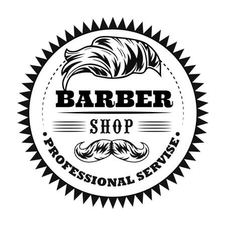Barber shop sign with trendy haircut vector illustrationのイラスト素材
