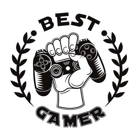 Retro best gamer badge vector illustrationのイラスト素材