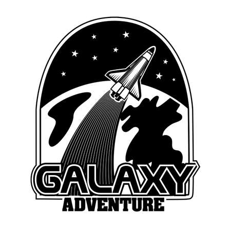 Monochrome extraterrestrial rocket vector illustrationのイラスト素材