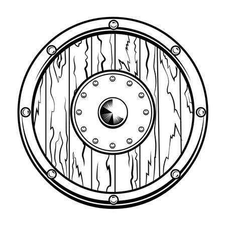 Circular wooden shield vector illustrationのイラスト素材
