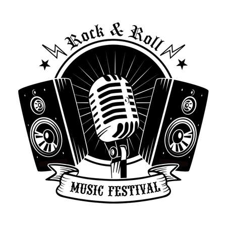 Black mic and loudspeakers vector illustrationのイラスト素材