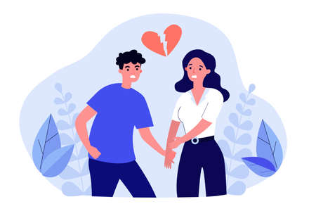 Couple quarreling and breaking relationshipのイラスト素材