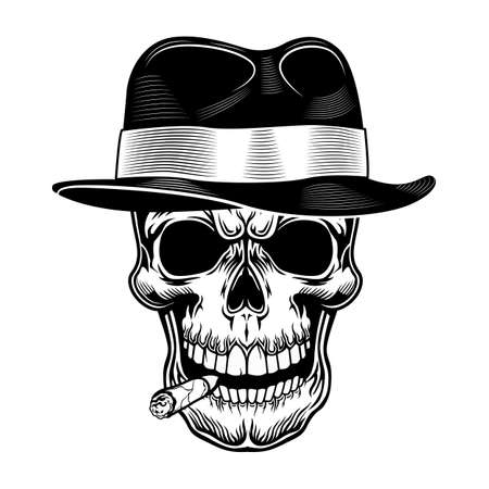 Gangster skull vector illustrationのイラスト素材