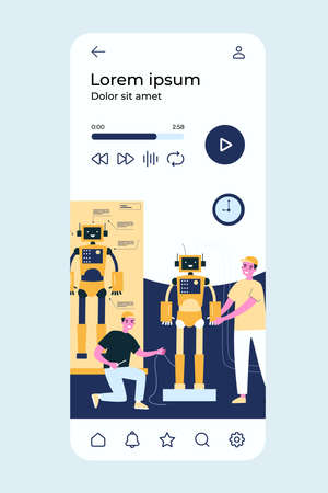 Scientists and engineers creating and constructing robotsのイラスト素材