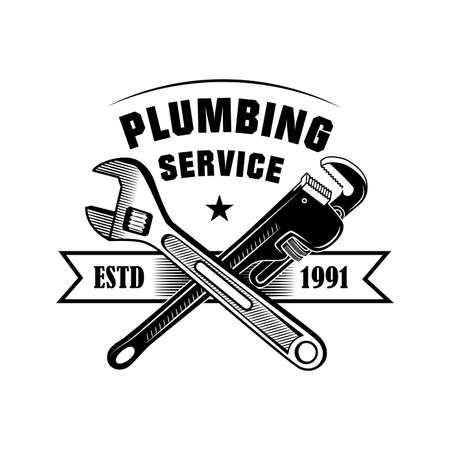 Crossed plumber tools vector illustrationのイラスト素材