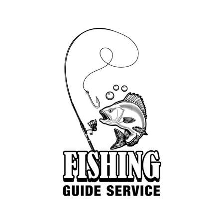 Fishing guide service label vector illustrationのイラスト素材