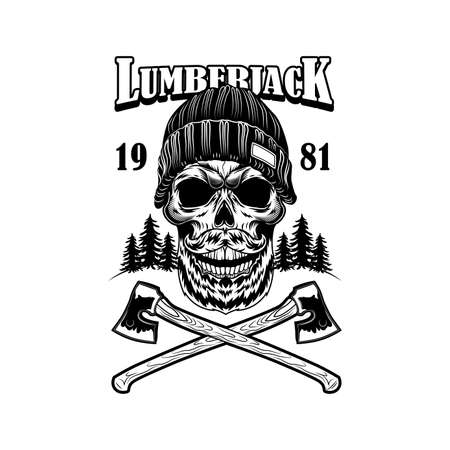 Bearded lumber skull vector illustrationのイラスト素材