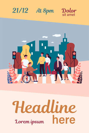 Disabled people crossing streetのイラスト素材