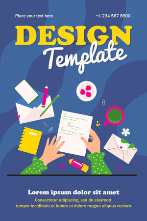 Female hands holding paper sheet with handwritten letter isolated flat vector illustration. Lady sending mail to future or writing message to yourself. Psychology and post conceptのイラスト素材