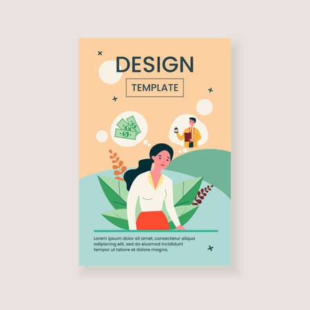 Sad woman thinking about money and medical prescription. Doctor, drug, payment flat vector illustration. Healthcare and therapy concept for banner, website design or landing web pageのイラスト素材