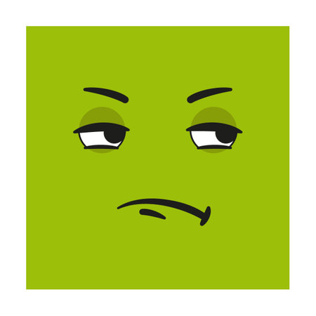 square Emoticon with bad mood and emotion. Cartoon Vector illustration of cute character for avatarsのイラスト素材