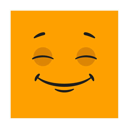 square Emoticon with happy, cheerful smile mood and emotion. Cartoon Vector illustration of cute character for avatarsのイラスト素材