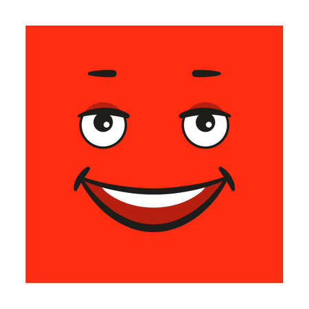 square Emoticon with big smile, laugh mood and emotion. Cartoon Vector illustration of cute character for avatarsのイラスト素材