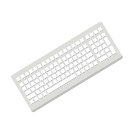 broken computer keyboard. Garbage recycle bin. Vector illustration of trash container classification. Cartoon plastic trash isolated on whiteのイラスト素材