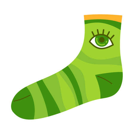 abstract pattern woolen socks. Vector illustration of stylish hosiery collection. Cartoon winter warm footwear isolated on whiteのイラスト素材