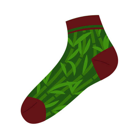 bamboo ornament woolen socks. Vector illustration of stylish hosiery collection. Cartoon winter warm footwear isolated on whiteのイラスト素材