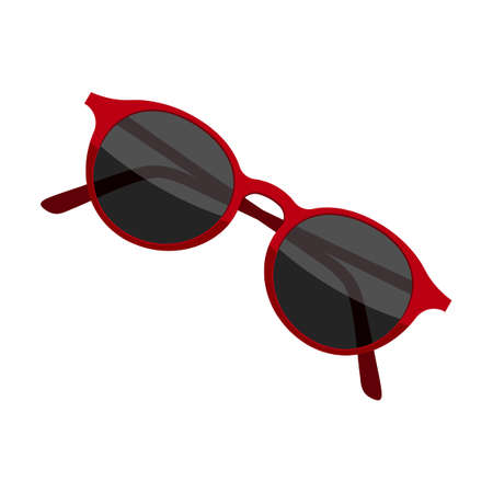 round youth sunglass. Vector illustration of glasses with different shape and color. Cartoon accessory for eye protection from sun isolated on whiteのイラスト素材