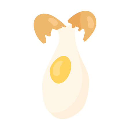 Broken chicken egg. Process of cooking cake or pie cartoon illustration. Adding ingredients in bowl step by step, mixing eggs, flour. Preparation conceptのイラスト素材