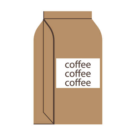 Paper bag with coffee beans. Simple flat vector isolated on white backgroundのイラスト素材