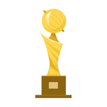 Championship old cup vector illustration. Championship reward, golden trophies, prizes or awards isolated on whiteのイラスト素材