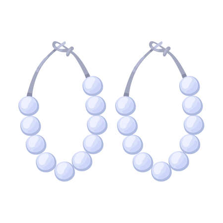 Earrings with pearls. Silver women jewelry cartoon illustration. Rings with diamonds for wedding ceremony, pearl earrings, pendent accessoriesのイラスト素材