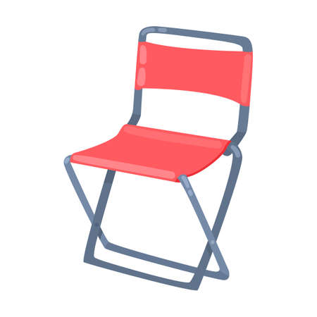 Folding tourist chair. Equipment and tools for camping cartoon illustration isolated on white backgroundのイラスト素材