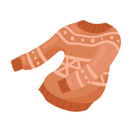 Knitted warm sweater. Winter clothes for donation cartoon illustration. Used sweatshirt, shirt, scarf, sweater. Charity, social care and help conceptのイラスト素材